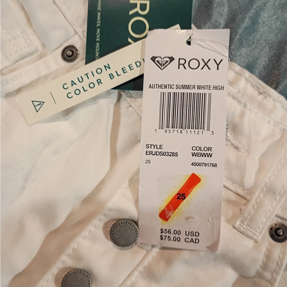 Roxy White High Rise Button Fly Shorts Size 25 NWT Summer Beach - Picture 5 of 9